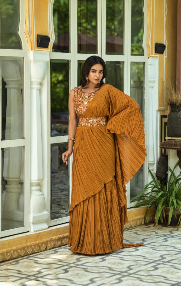 Zara 04 Beautiful Embroidery Ruffle Saree Collection